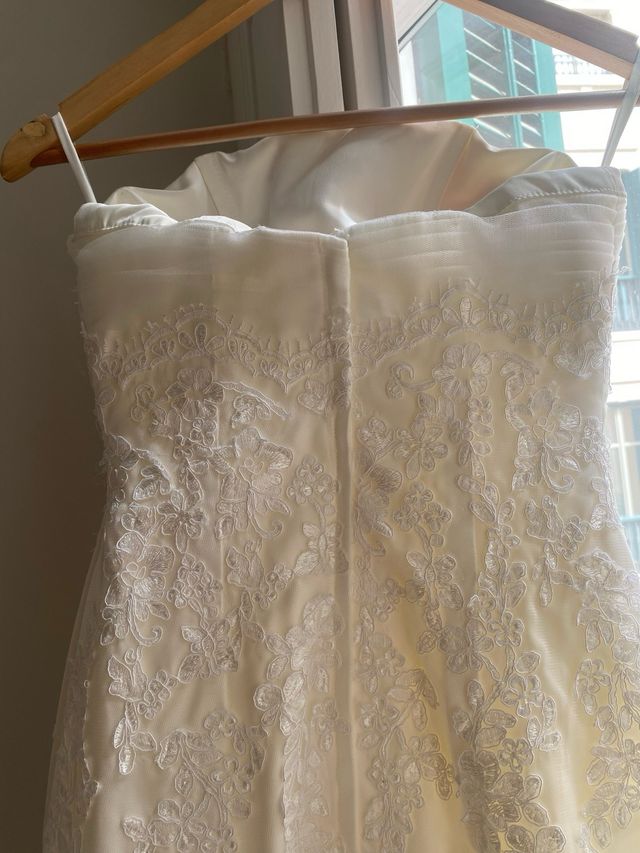 Vestido de novia sirena encaje crema S con cola