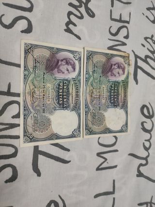 2 Billetes 50 Pesetas 1931