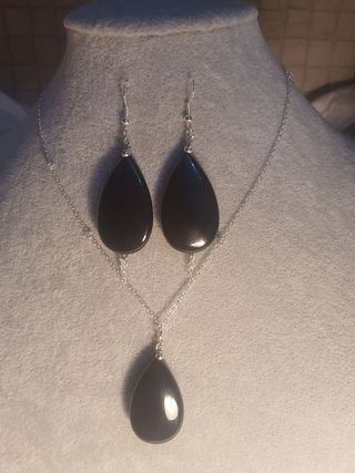 Collana e orecchini argento 925 e pietre onice
