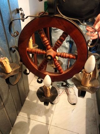 Lampara vintage rueda barco