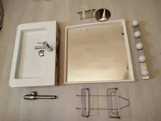 Lavabo + Espejo baño + accesorios