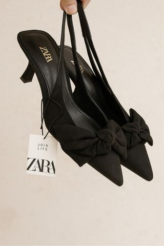 Zapatos de tacón bajo ZARA con lazo - 37