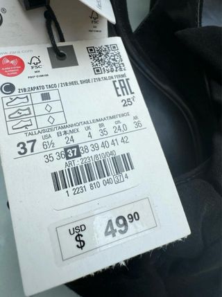 Zapatos de tacón bajo ZARA con lazo - 37