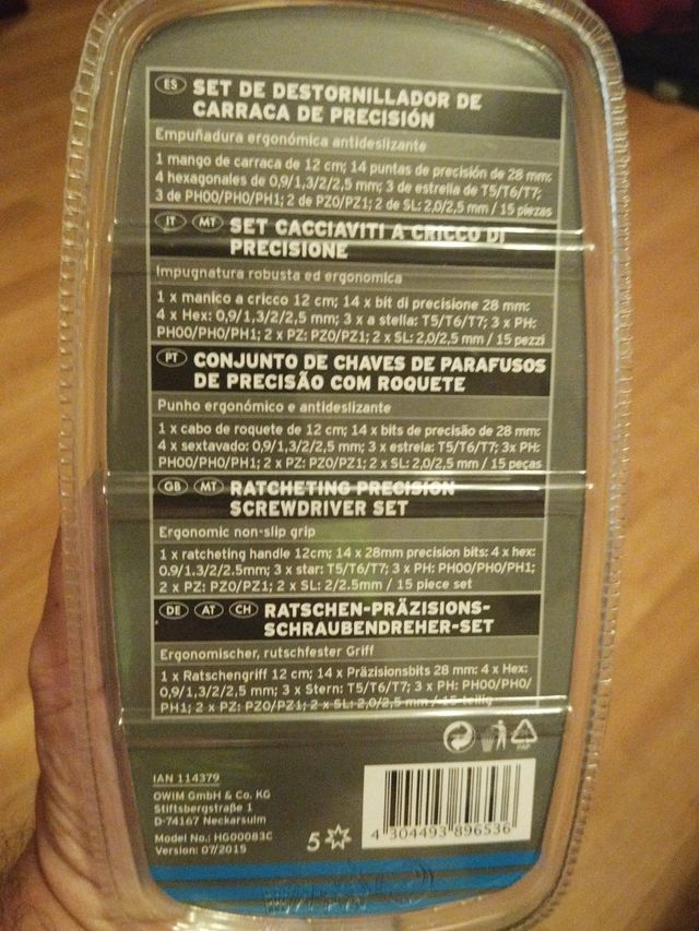 Destornillador carraca precisión 15 piezas