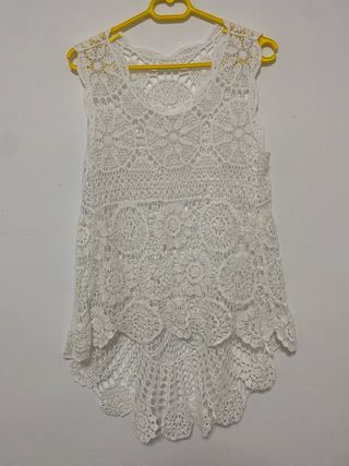 Top crochet blanco