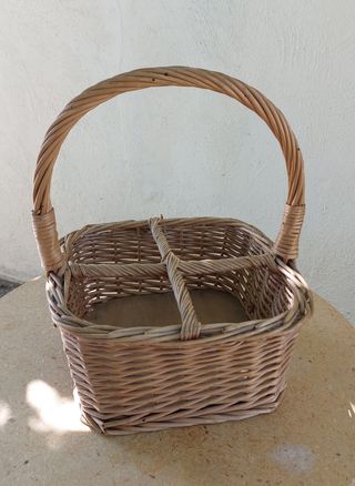 Cesta mimbre porta botellas