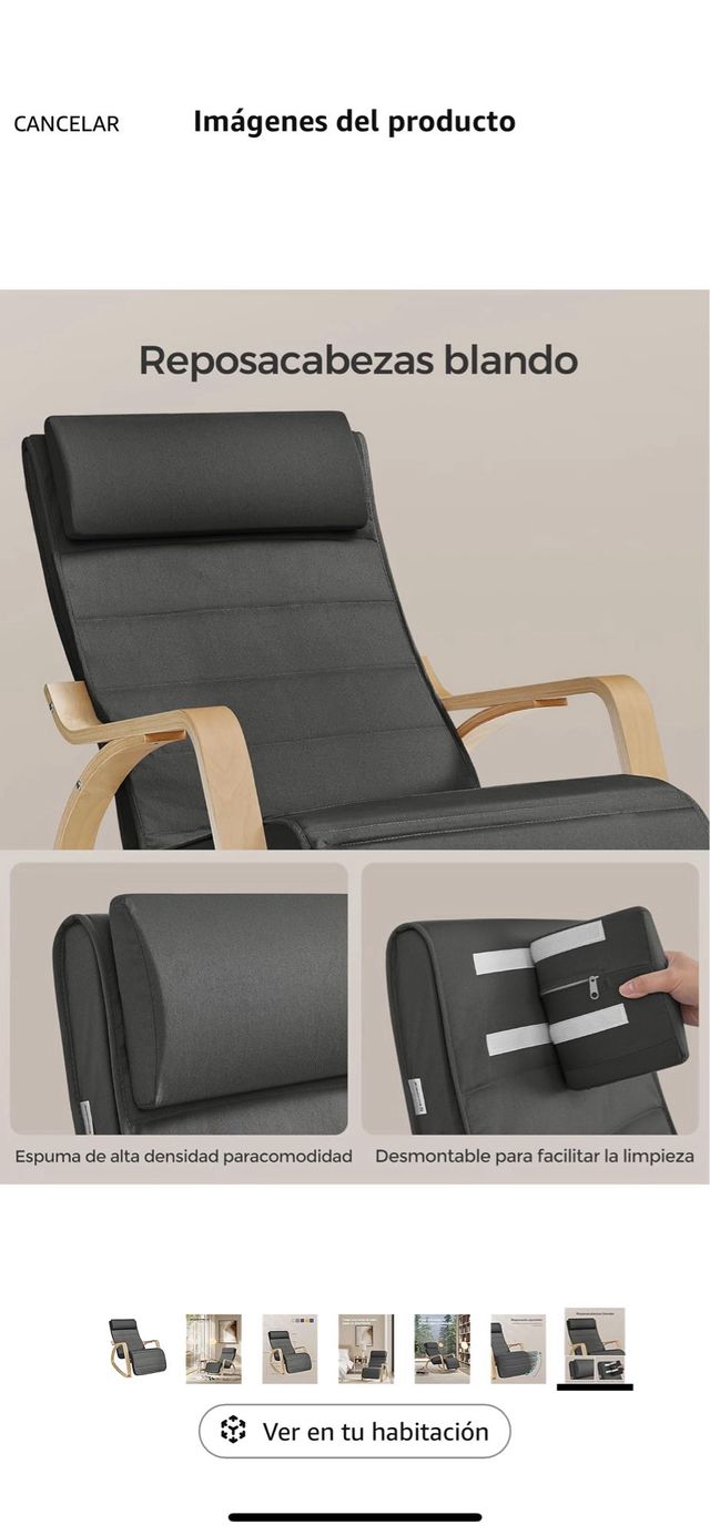 Mecedora gris de madera