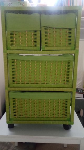 Organizador mimbre verde - 4 cestas
