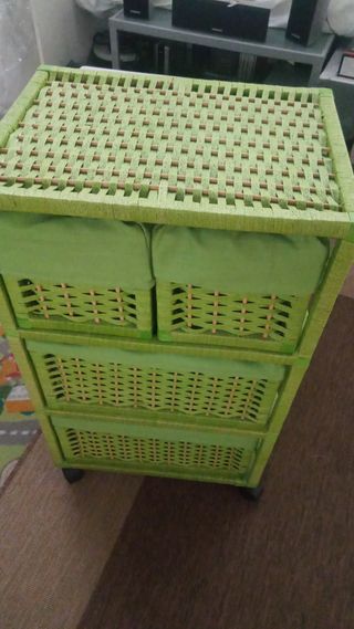 Organizador mimbre verde - 4 cestas
