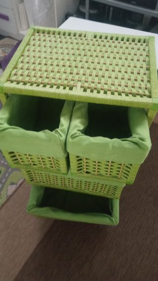 Organizador mimbre verde - 4 cestas
