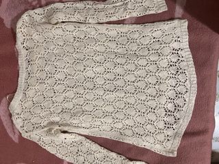 Suéter beige crochet talla S-M
