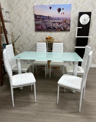 Mesa cristal moderna 6 sillas