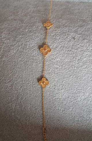 Pulsera acero inoxidable dorada flores