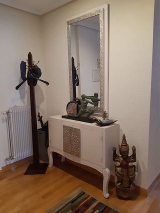 Mueble recibidor blanco madera maciza