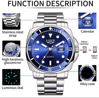 Reloj LIGE Hombre Azul Plata