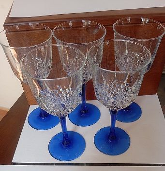 6 Copas Agua Cristal Azul