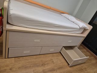 Cama 105cm con cama oculta de 90cm y 3 cajones 