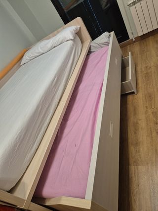 Cama 105cm con cama oculta de 90cm y 3 cajones 
