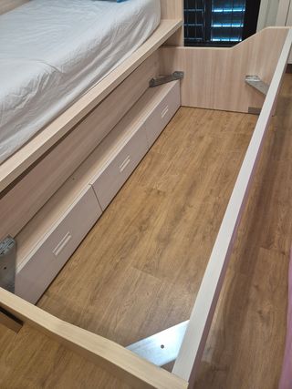 Cama 105cm con cama oculta de 90cm y 3 cajones 