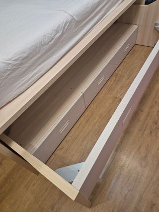 Cama 105cm con cama oculta de 90cm y 3 cajones 