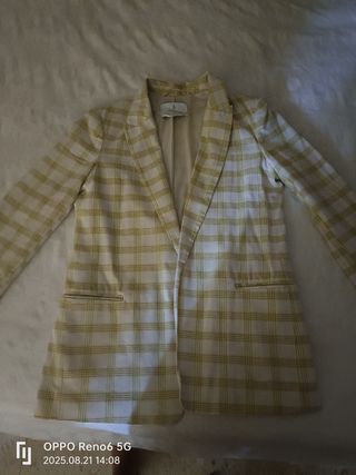 Americana cuadros beige-amarillo