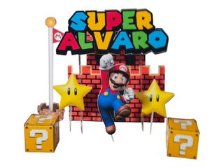 Cake topper adorno tarta personalizado super mario