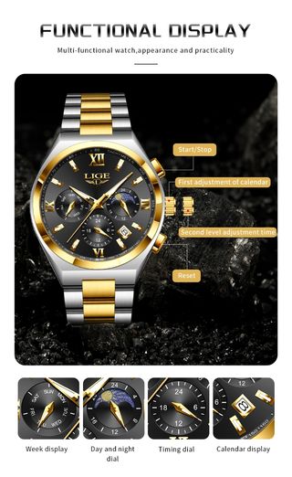 Reloj LIGE dorado y plateado
