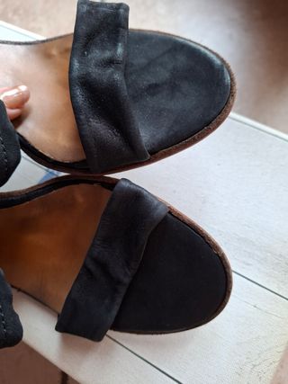 Sandali Airstep neri in pelle con zeppa 37 nuovi