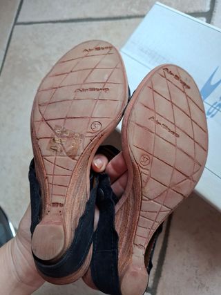 Sandali Airstep neri in pelle con zeppa 37 nuovi
