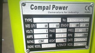 Generador grupo electrógeno 37 KvA  Marca: Compal