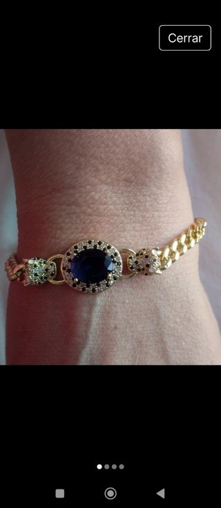 Pulsera oro laminado 14k con piedras azul