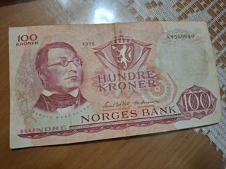 Billete 100 Kroner Noruega 1975