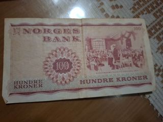 Billete 100 Kroner Noruega 1975
