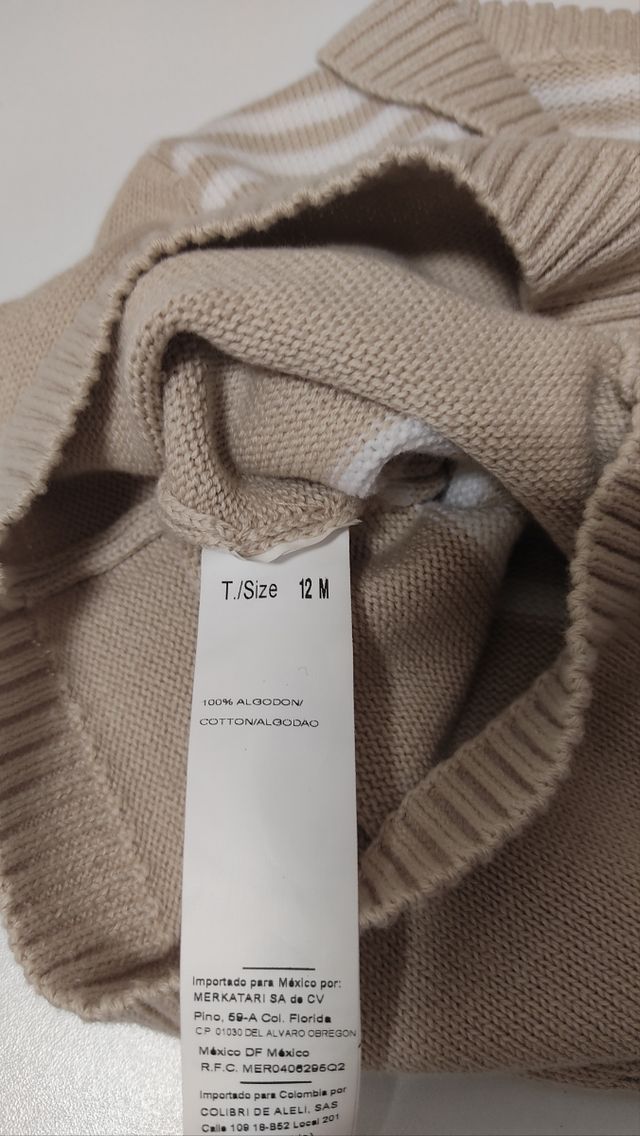 Jersey niño 12 meses - Beige rayas