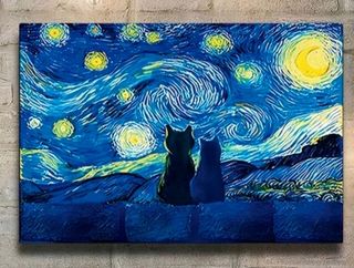 Quadro gatti stile Van Gogh