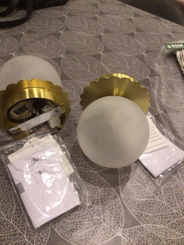 2 Lámparas de cristal opal