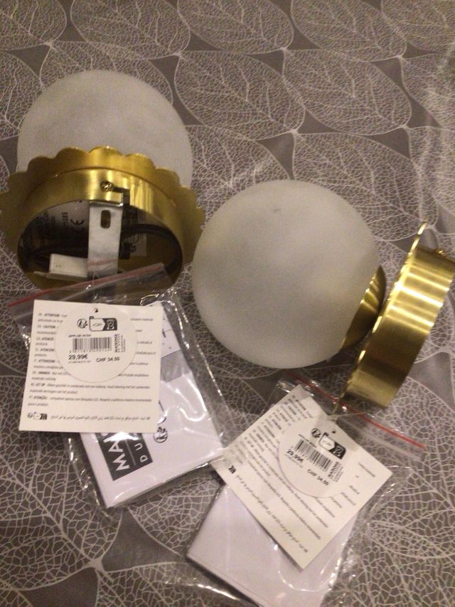 2 Lámparas de cristal opal