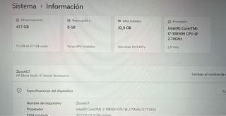HP ZBook Studio G7 RTX 4000 i7 10850H 32gb 512gb