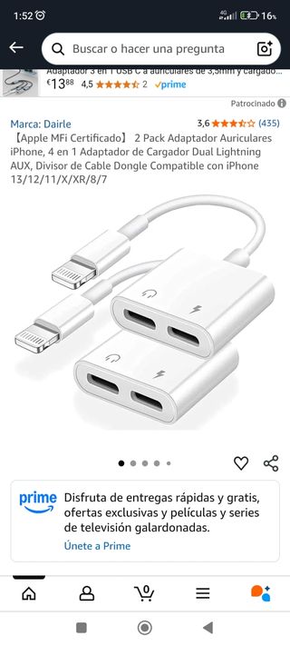 Adattatore di ricarica per iPhone+audio x2