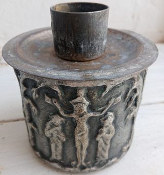 Velones antiguos metal plata