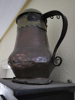 Antigüedades Chocolatera española de metal