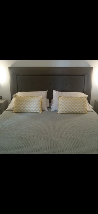 Cabecero cama gris plata - Tela