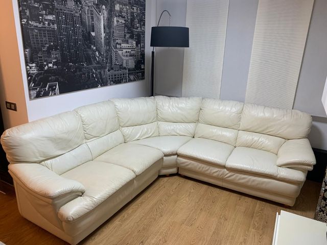 Sofá rinconera piel blanca GRANFORT