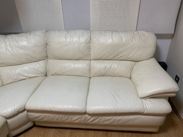 Sofá rinconera piel blanca GRANFORT