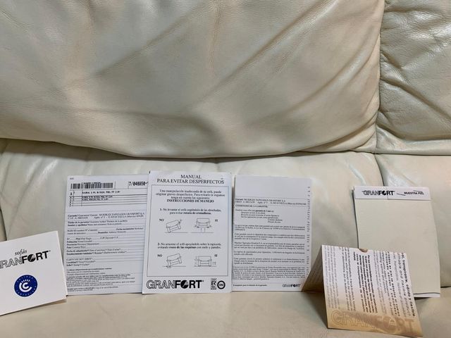 Sofá rinconera piel blanca GRANFORT