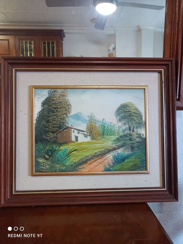 Cuadro paisaje óleo sobre madera