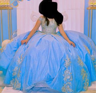Vestido 15 años azul y plata 