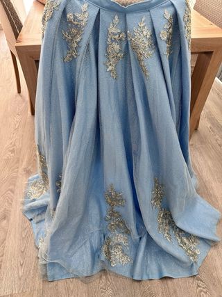 Vestido 15 años azul y plata 