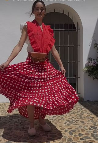 Falda flamenca lunares roja