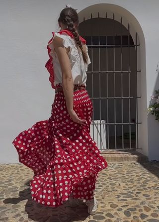 Falda flamenca lunares roja